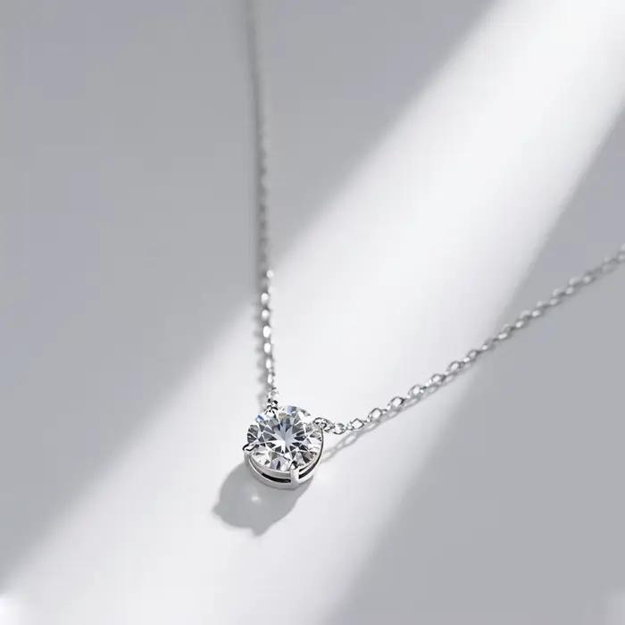 Collier en argent Sterling 925 avec pendentif en Moissanite véritable, classique pour femmes, access