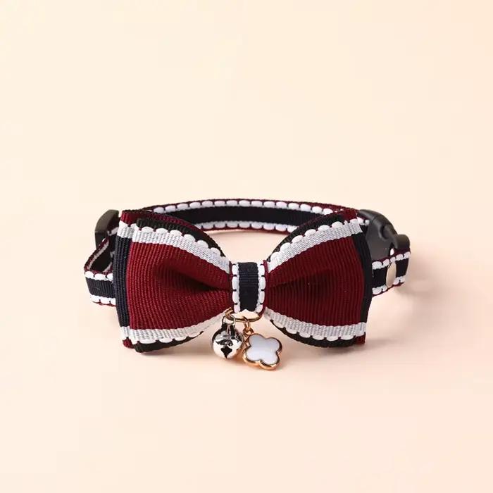 Collier pour chat mignon, réglable, Double couche, nœud papillon, avec cloche, collier pour chat, ch