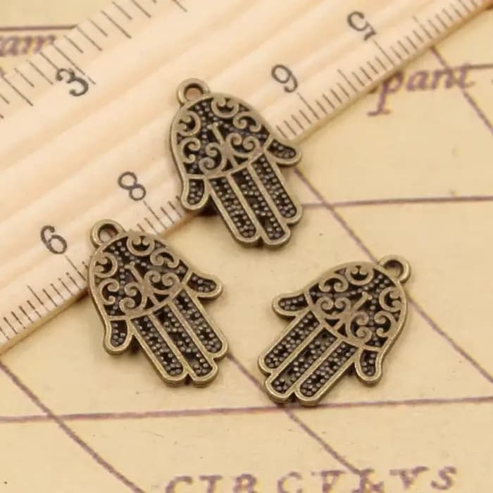 20 pièces breloques main de Fatima Hamsa paume Protection 20x14mm tibétain Bronze argent couleur pen