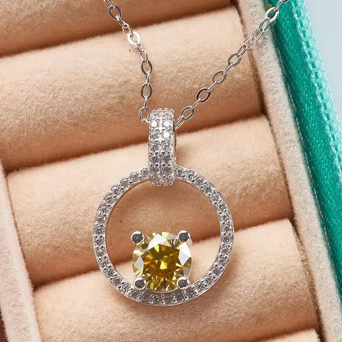 PomerceJelly-Collier Moissanite 1 Carat D pour Femme, Argent Sterling 925, Clavicule, JOWedding Workers fraîchement Jewelry