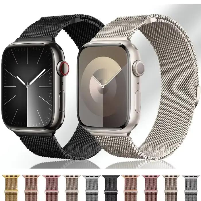 Bracelet à boucle milanaise pour bracelet de montre Apple 42mm 46mm 41mm 45mm 40mm 44mm 49mm 38mm bracelet de Sport en maille métallique pour iWatch10 42 46mm