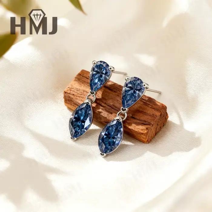 Boucles d'oreilles en forme de poire Moissanite + taille Marquise pour femmes, Design élégant double forme avec scintillant, parfait pour un usage quotidien, cadeaux spéciaux