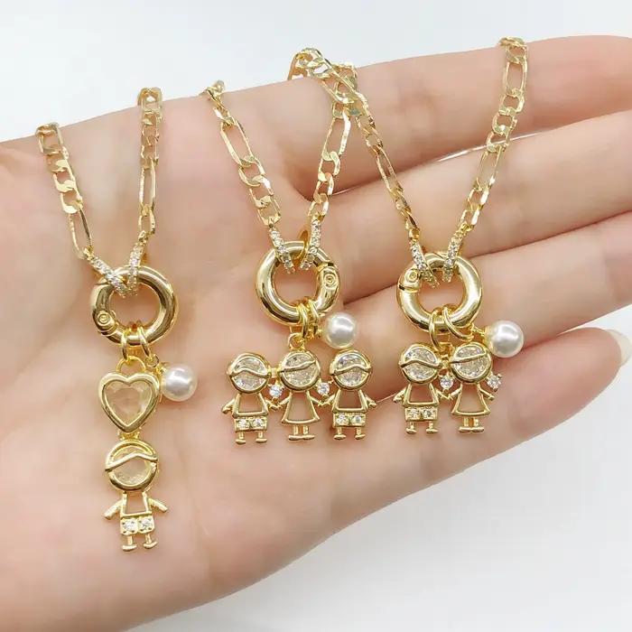 Pendentif en perles de Zircon pour fils/fille, chaîne de clavicule épaisse pour femmes et adolescentes, mode fête, bijoux de famille, cadeau, offre spéciale