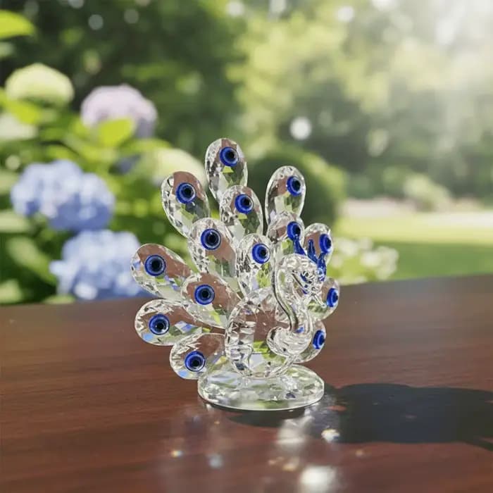 Ornement de paon en cristal transparent et brillant, figurines d'oiseau de Juno, animaux romantiques et exquis en cristal, objets de collection