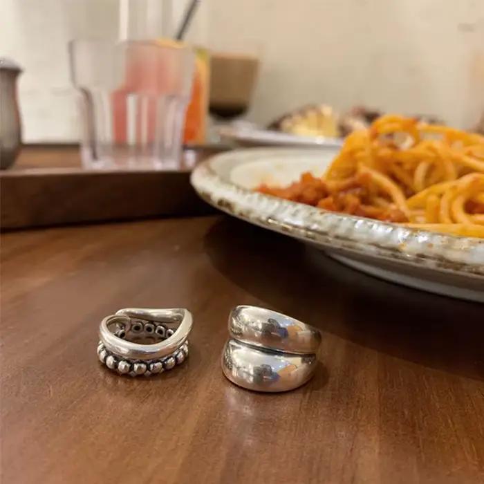 Nouvelle bague en argent sterling 925, épaisse, simple, motif vague thaïlandaise, double couche, tendance, pour couple, cadeau femme, livraison directe