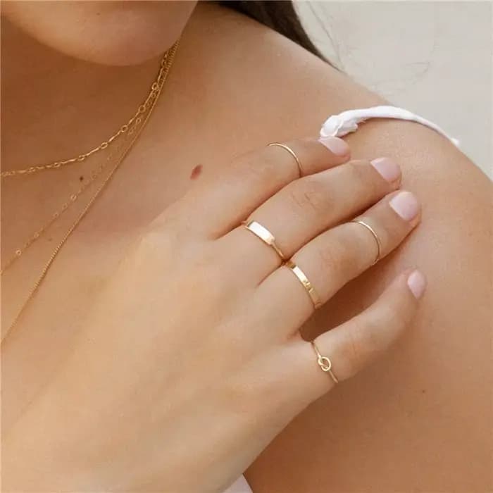 Bague plate remplie d'or 14K bijoux minimalistesKnuckle Anillos Mujer bohème