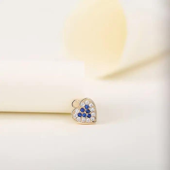 Accessoires de bijoux en laiton plaqué or 14 carats, breloques en forme de cœur, haute qualité, bricolage, 4 pièces, 8*10mm
