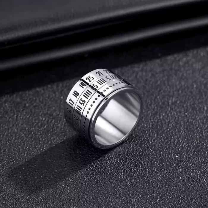 Bague pour hommes lourds de 14mm d'épaisseur Rock Punk en acier inoxydable chiffres arabes rotatif anxiété loisirs sport bijoux cadeau ne se décolore jamais