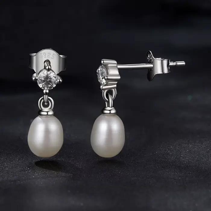 Bamoer – boucles d'oreilles en perles Moissanite, en argent Sterling 925, design unique avec pendentif en perles, certifiées, bijoux fins pour femmes