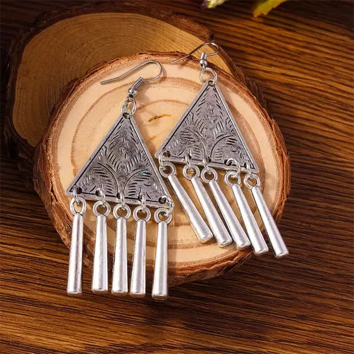 Boucles d'oreilles pendantes à pampilles triangulaires en alliage ethnique pour femmes et filles, bijoux de fête, cadeaux de fête
