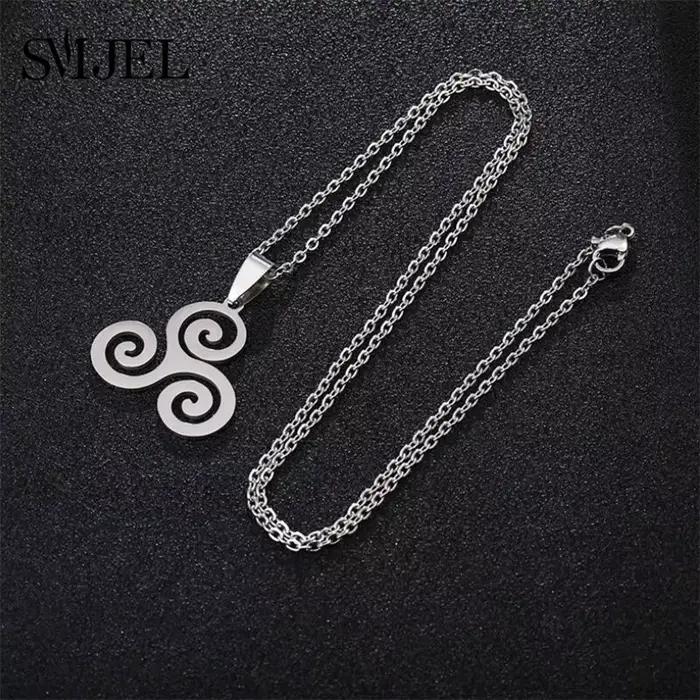 Collier pendentif inspiré du film Teen Wolf, motifs géométriques, couleur or argent, acier inoxydable, rond, bijoux cadeaux pour femmes