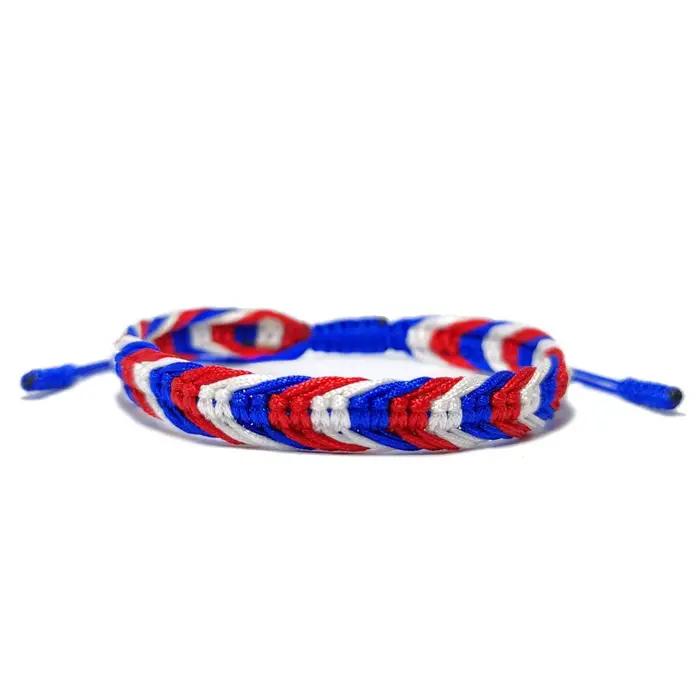 Bracelet en corde tressée fait main aux couleurs du drapeau national, réglable, pour femmes et hommes, cadeau ethnique