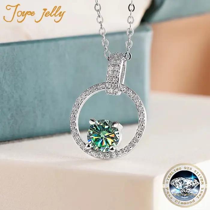 PomerceJelly-Collier Moissanite 1 Carat D pour Femme, Argent Sterling 925, Clavicule, JOWedding Workers fraîchement Jewelry