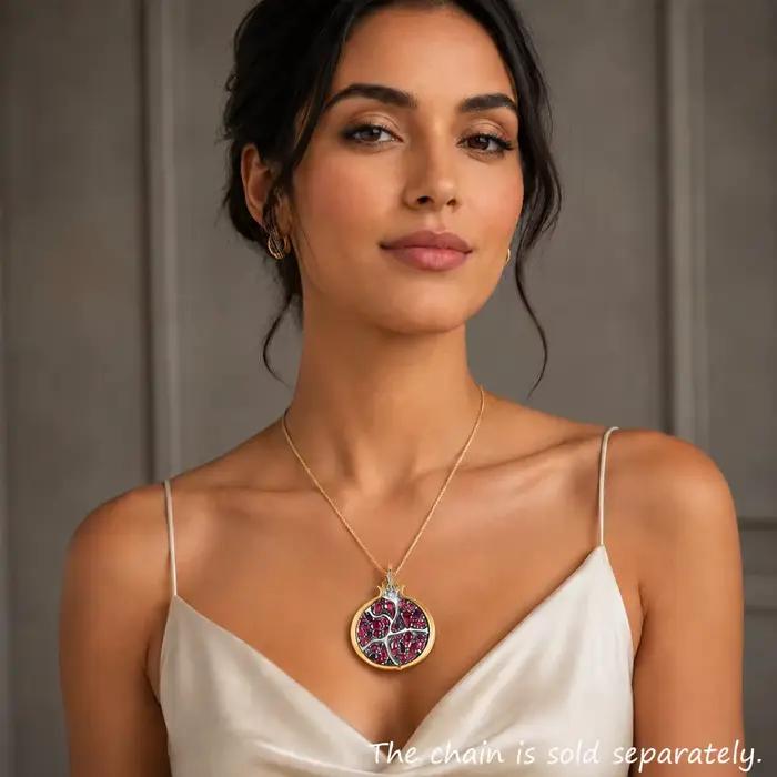Pendentif grand grenade printemps mode 925 bijoux en argent Sterling cadeau romantique pour les femmes
