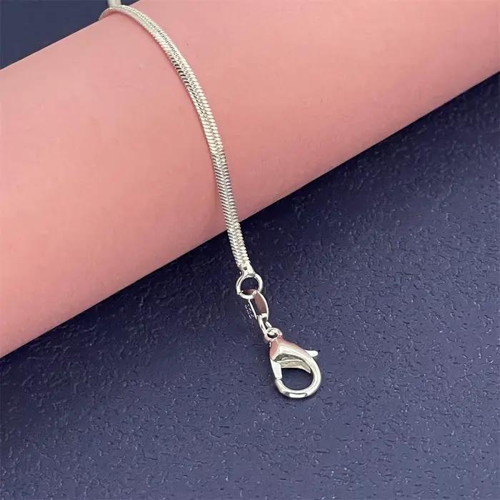 Bracelet en argent regardé 925 pour femme, bijoux exquis, cadeau de fête de mariage, mode salle Sophia, 2mm