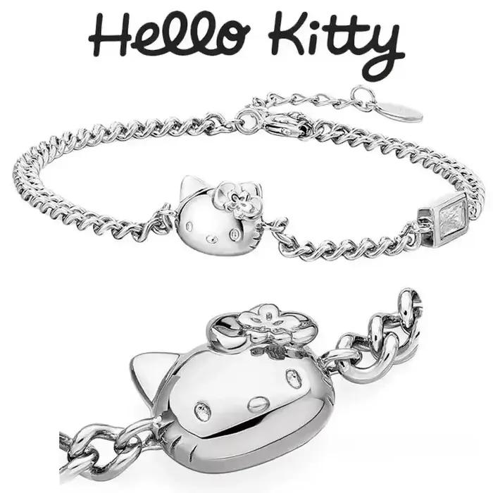Bracelet de luxe Hello Kitty en cristal pour femmes, bracelets à chaîne tendance, bijoux en strass, accessoires, cadeaux d'anniversaire