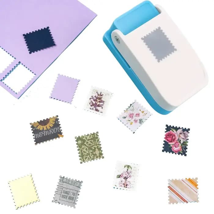 Poinçon de timbre-poste rectangulaire argent/noir, levier d'action, poinçon artisanal pour l'artisanat du papier, Scrapbooking, projet d'art de bricolage