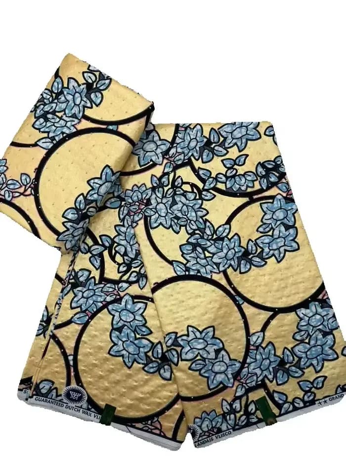 Tissu africain en cire | Cire pour tissu avec pierres | Tissus en cire pour robe de femme, 6 yards de tissu en cire