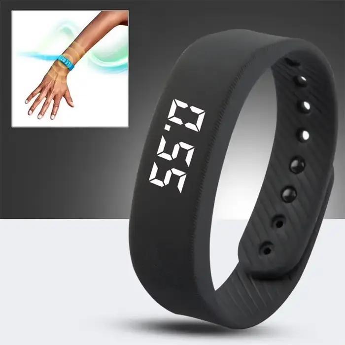 LED Bracelet intelligent numérique étanche horloge intelligente Smartband Vibration alarme rappel avec podomètre en cours d'exécution moniteur bande intelligente