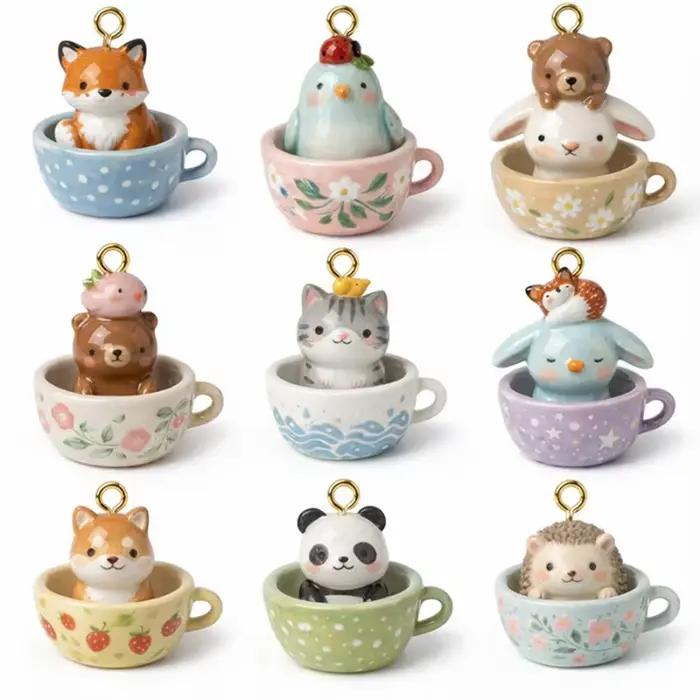 Accessoires de bijoux DIY : Pendentifs animaux de dessin animé (renard, lapin) mignons pour colliers et bracelets