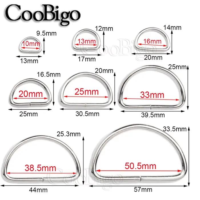 Anneau en D en métal, boucle pour ceinture, sac à main, sangle, matériel de sac, accessoires de couture, 10mm 13mm 15mm 20mm 25mm 32mm 38mm 50mm