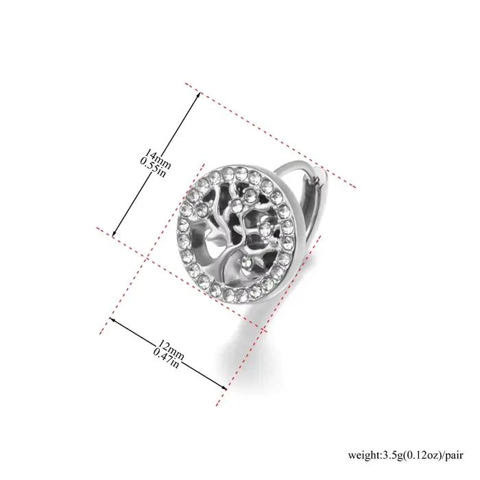 JeeMango – boucles d'oreilles arbre de vie pour femmes, en acier inoxydable 316L, Zircon, haute qualité, bijoux de mariage, cadeau de fête, E25126