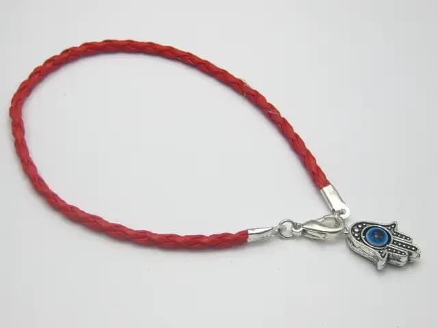20 breloques mixtes Kabbalah Hamsa, bracelets à cordes tressées en similicuir rouge