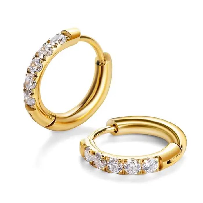 1 Paire de Boucles d'Oreilles Minimalistes Exquises en Zirconium Cristallin, Petites Créoles Fines pour Cartilage, pour Femme, Bijoux de Piercing Hélix Tragus
