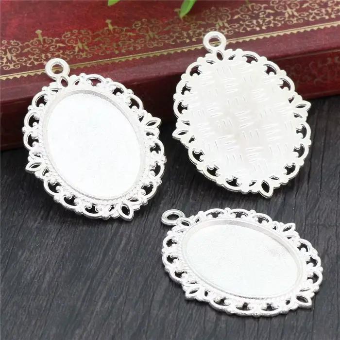 10pcs 18x25mm Intérieure Taille 8 Couleurs Vintage Style Camée Cabochon Réglage de Base Pendentif collier conclusions