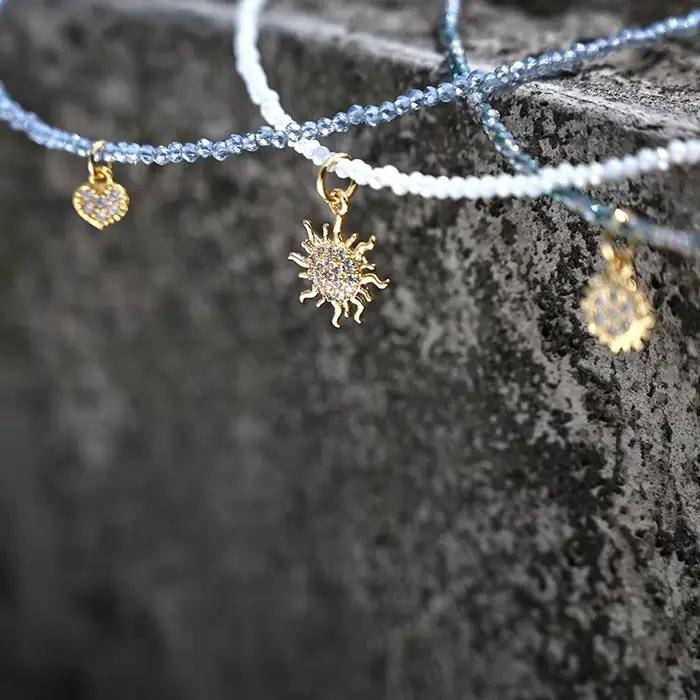 Collier en cristal en acier inoxydable pour femmes, perles de glace, étoile, tournesol, cœur, ras du cou, bijoux à la mode, style Boho, Streetwear