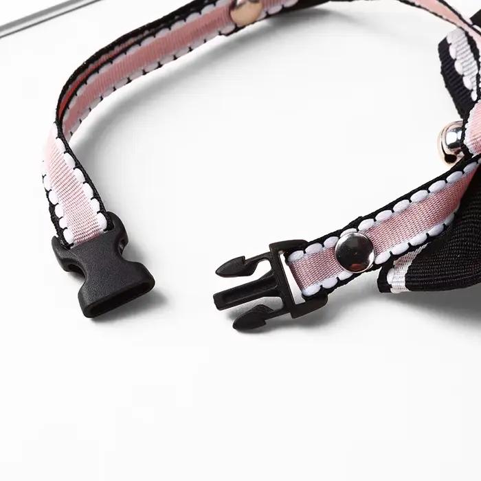 Collier pour chat mignon, réglable, Double couche, nœud papillon, avec cloche, collier pour chat, chiot, chaton, pendentif, fournitures