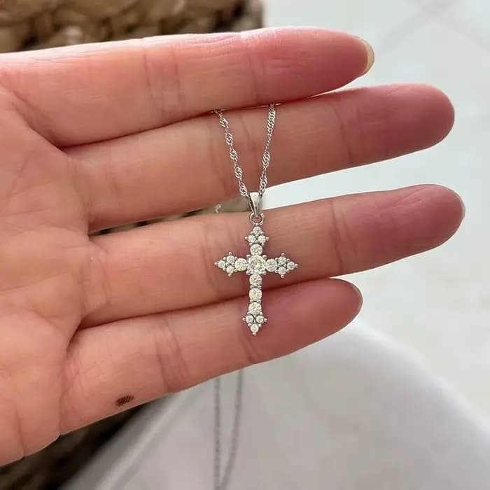Collier pendentif croix en Zircon Simple pour femmes