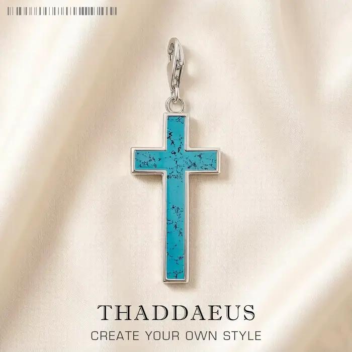 Pendentif à breloque croix bleue, accessoires européens, bijoux pour femmes et hommes, cadeau en argent Sterling 925