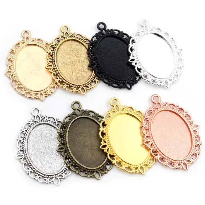 10pcs 18x25mm Intérieure Taille 8 Couleurs Vintage Style Camée Cabochon Réglage de Base Pendentif collier conclusions