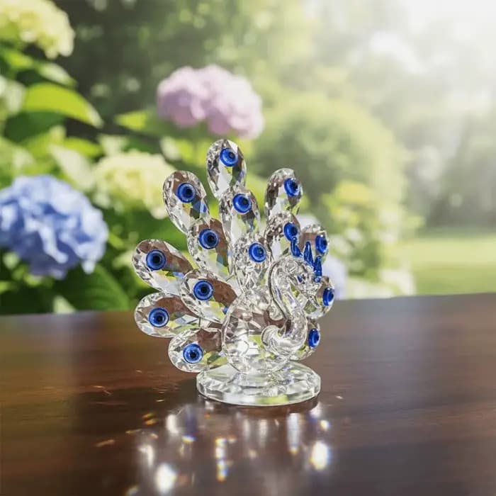 Ornement de paon en cristal transparent et brillant, figurines d'oiseau de Juno, animaux romantiques et exquis en cristal, objets de collection