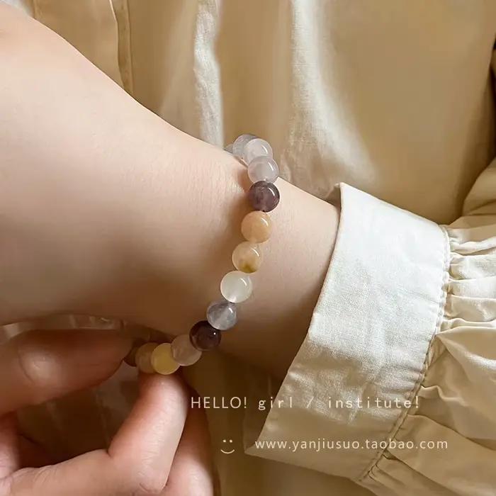 Bracelet en Jade naturel, Design Unique, rétro, minimaliste, polyvalent, haut de gamme, perles, bijoux à main, cadeau de vacances