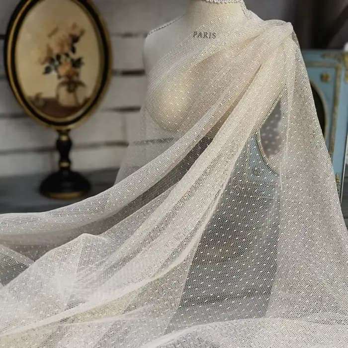 Tissu en filet de tulle à petits points ronds, jupe moelleuse, robe pour enfants, robe en maille bricolage, accessoires de conception, tissu de fond photo