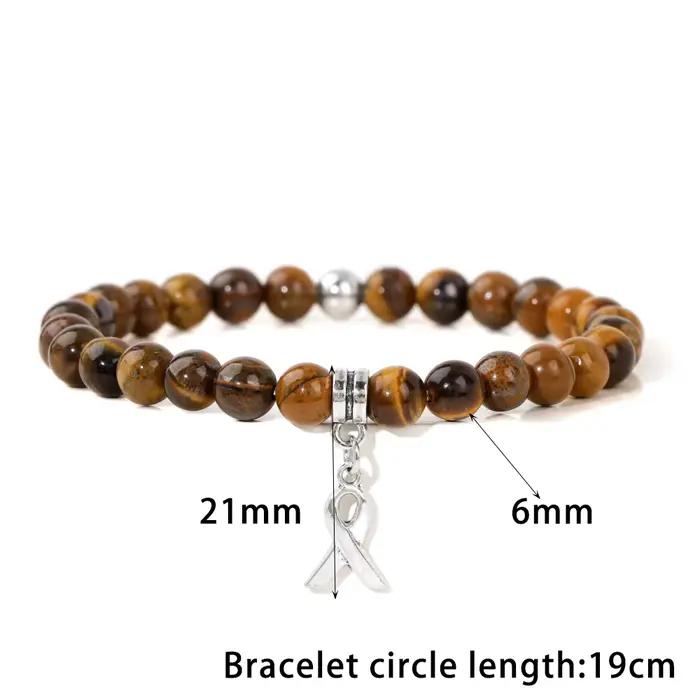 Bijoux de Manucure en Pierre Naturelle pour Homme et Femme, Perles en Œil de Tigre, Pendentif Ruban Rouge, Cadeau de Prière, Nouvelle Collection
