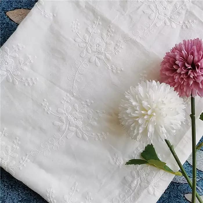 Tissu en dentelle brodée de coton pur, fait à la main, bricolage, vêtements de bébé, robe, literie, accessoires textiles pour la maison, largeur 130cm
