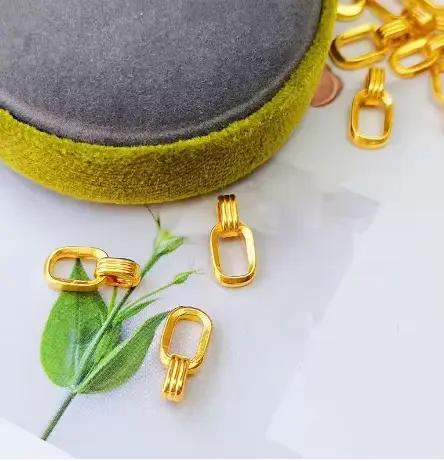 Pendentif Double anneau entièrement en or 999, collier géométrique Vintage 24K, bijoux Boutique pour femmes