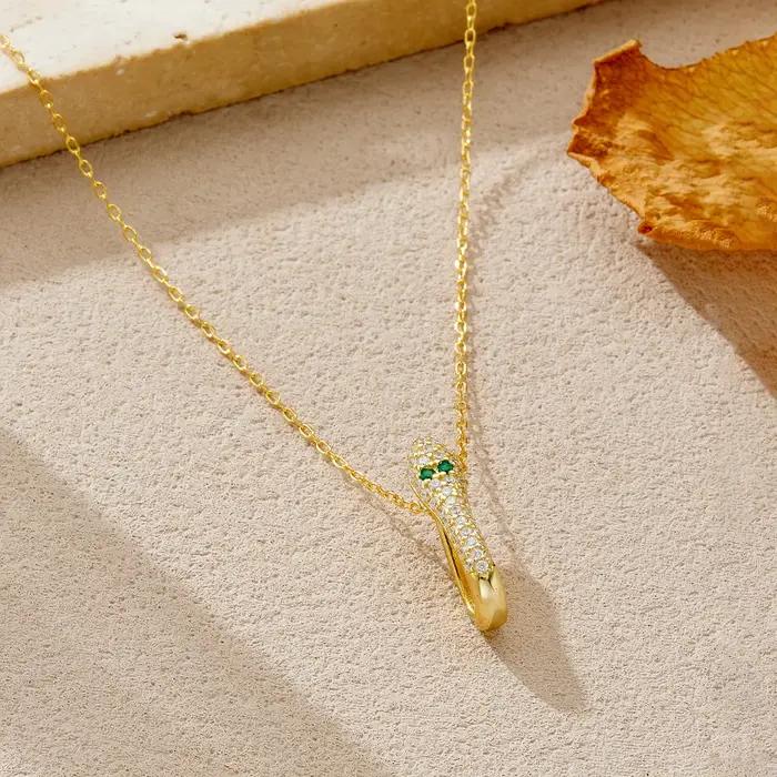 ANDYWEN 925 argent Sterling Vintage oeil vert Zircon CZ serpent collier, gothique Hip Hop Rock Punk mode bijoux femmes cadeau