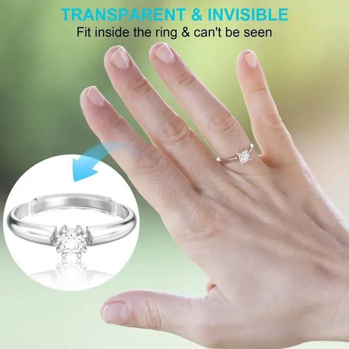 8 Tailles – Réducteur de Bague Invisible en Silicone Transparent Anti-Perte – Support Retenue pour Grandes Bagues