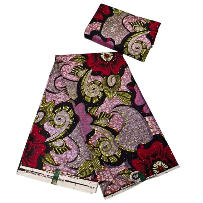 Tissu africain en cire | Cire pour tissu avec pierres | Tissus en cire pour robe de femme, 6 yards de tissu en cire