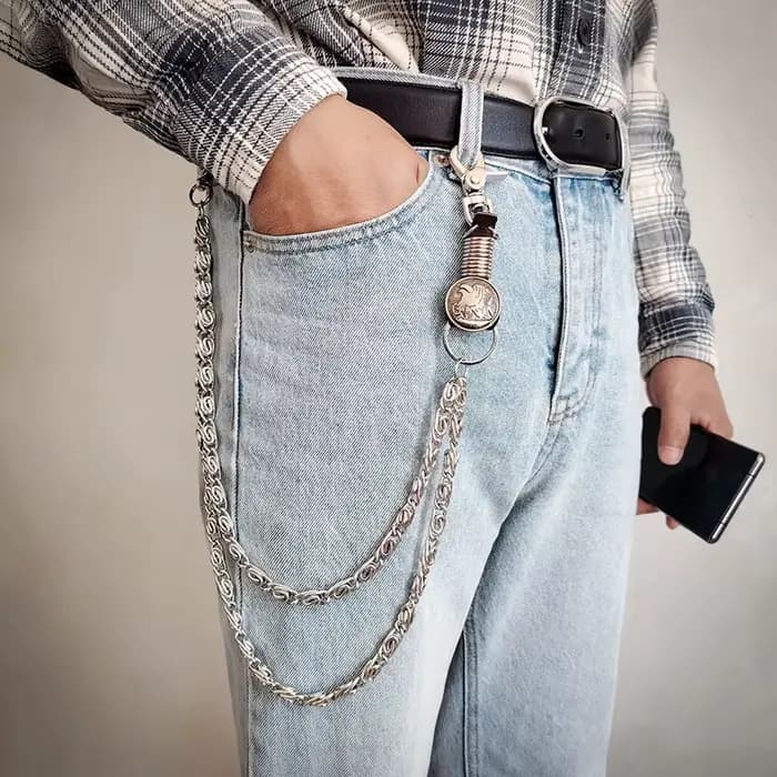 JOBoy-Porte-clés multicouches pour hommes et femmes, pantalons punk, mode jeans, taille JOGothic Rock, accessoires de bijoux