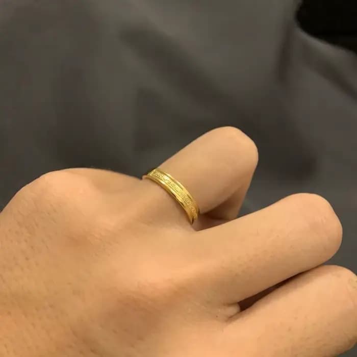 Bague de couple en or 24 carats AU999 - Nouveau design givré et lisse pour hommes et femmes | Bijoux
