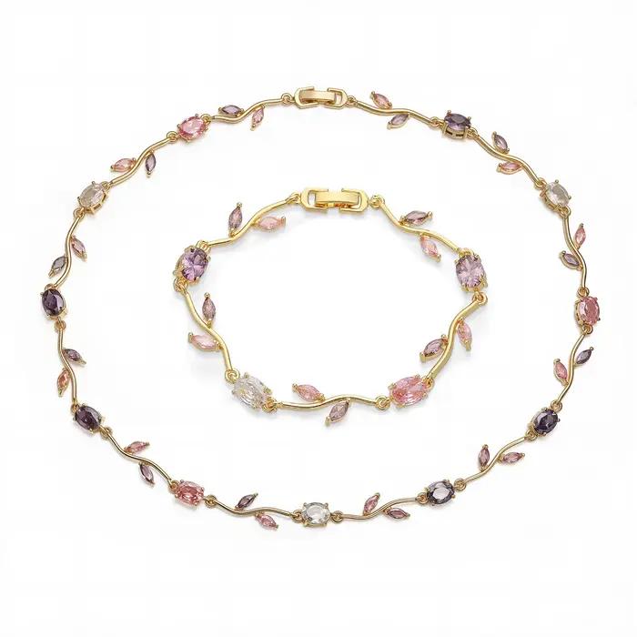HECHENG, ensemble de bijoux tulipe romantique français, Bracelet, collier, Banquet pour femmes, bijoux en métal et cuivre, 1 pièce