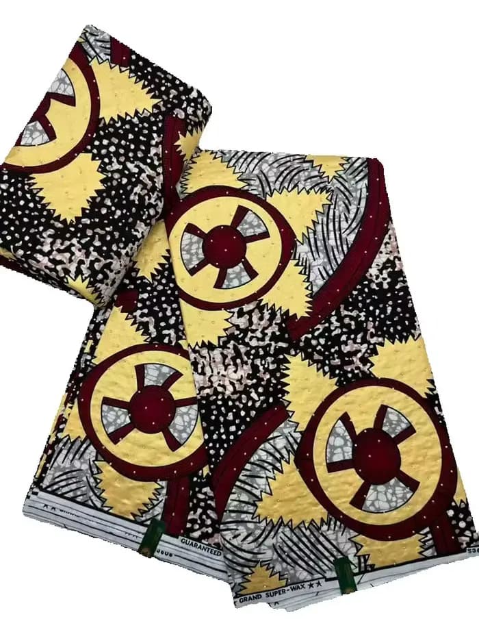 Tissu africain en cire | Cire pour tissu avec pierres | Tissus en cire pour robe de femme, 6 yards de tissu en cire
