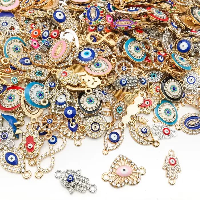 Mélange aléatoire de 10/20 pièces, breloques porte-bonheur mauvais œil pour Bracelet, collier, boucle d'oreille, accessoire, breloque pour les yeux, bijoux artificiels, pendentifs