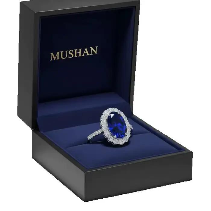 MUSHAN – bague de luxe en argent Sterling 925 pour femmes, 4.4 carats, 8x12mm, pierres précieuses ovales bleues, bagues en saphir, bijoux fins