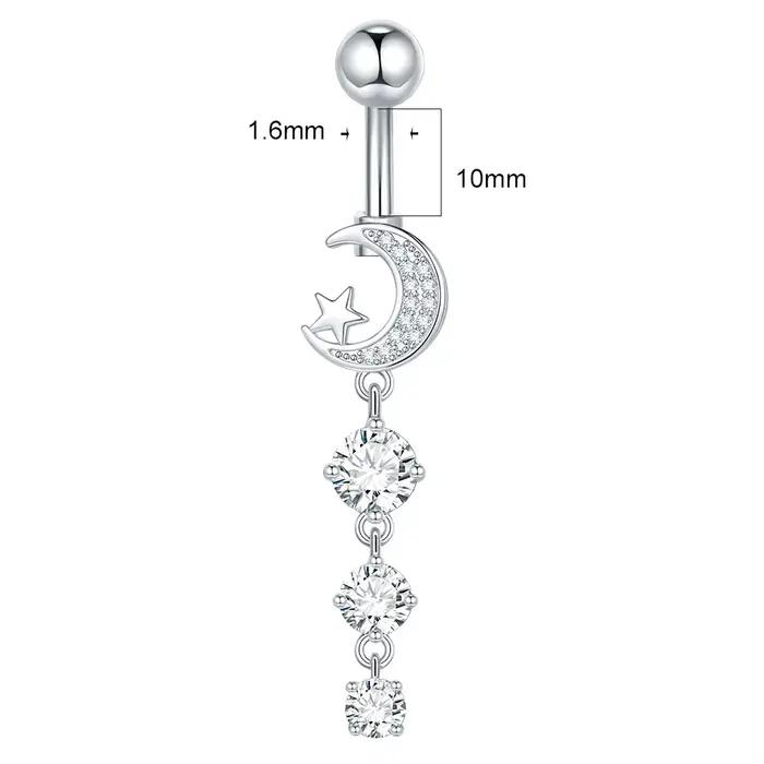 Anneau de nombril en zircone cubique avec finition plaquée argent pour femmes bijoux de corps élégants pour occasions spéciales
